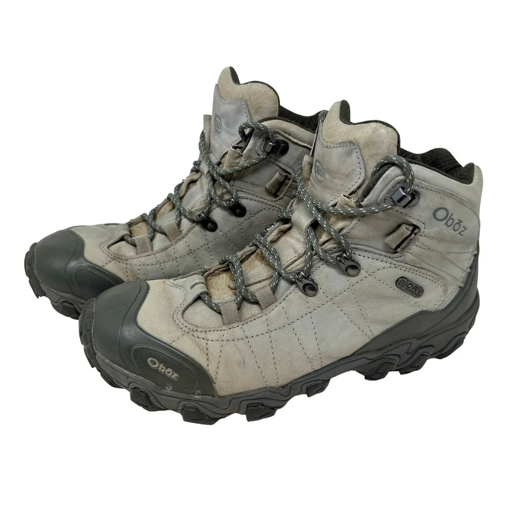 Oboz Premium‎ Bridger Mid Hiking Boots Waterproof Leather Grey Women's Size 11